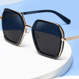 TD® Lunettes de soleil de même style pour hommes et femmes lunettes de soleil polygonales à grande monture en métal