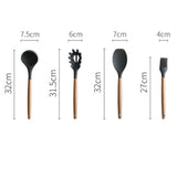 TD®  TD® Ensemble de 9 ustensiles de cuisine en silicone avec manche en bois - accessoire de cuisine
