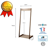 Porte-manteau sur pied cintre étagère de rangement salon chambre bambou double pôle renforcement style chinois simple cintre