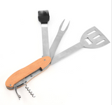 Outil de barbecue pliant portable en plein air pour barbecue à fourche multifonctionnel en acier inoxydable brosse à huile pe