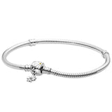 TD® Bracelet en argent s925 chaîne en os de serpent géométrique breloque marguerite unisexe bracelet à bricoler soi-même mode simple