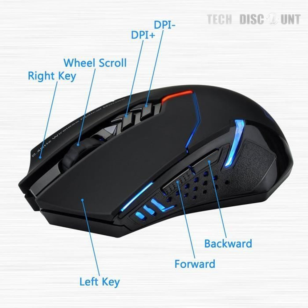 TD® Souris sans fil Gaming Muet/ Souris silencieuse Portable souris avec Rétro-Eclairage/ Informatique