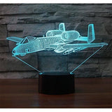 TD® Lampe optique poser décoratif tactile 7 couleurs illusion optique - modèle avion - faible consommation câble USB ou prise secteu