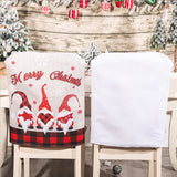 TD® Décoration de Noël toile de jute dessin animé mignon sans visage vieil homme couverture chaise cadeau de noël maison habiller 2p