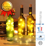 TD® Guirlande lumineuse LED 1M 10LED 2M 20LEDs avec bouchon de bouteille pour verre artisanat  - Modèle: WHITE 1M