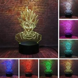 TD® Veilleuse 3D Dragon ball, 3D Lampe Illusion Optique, lampe de bure –