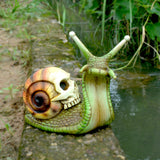 TD® Halloween Crâne Escargot Crâne Ornement Sculpture Gothique Jardin Décor À La Maison Résine Peint À La Main Artisanat