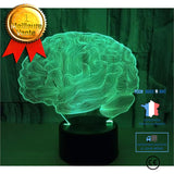 TD® Lampe optique poser décoratif tactile 7 couleurs illusion optique - modèle cerveau - faible consommation câble USB ou 3 piles AA