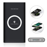 TD® Batterie externe à induction chargeur QI iphone voiture samsung apple 2 en 1 USB portable power bank puissante technologie