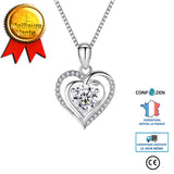 Collier en argent sterling femme simple pendentif coeur bijoux collier Saint Valentin cadeaux, anniversaires, cadeaux de vaca