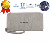 TD® Portefeuille Long et Gris pour Femme Couleur Unie  Solide Porte-monnaie Longue Anse Fermeture Éclair Zip Design Épuré Finitions