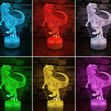 TD® Cadeau créatif lampe acrylique 3d dinosaure lampe stéréo led base lumière ambiante colorée enfants pat lampe de table
