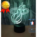 TD® Lampe optique décoratif tactile 7 couleur illusion optique modèle Basketball enflammé faible consommation câble USB 3 piles AAA