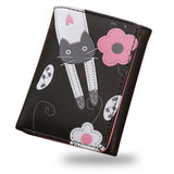 TD® Portefeuille Court À Motif Fleurs et Lapin Femme Sac à Main Porte-cartes Noir Léger Multi-Poches/ Belles Finitions /Originalité