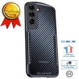 TD® Étui de téléphone anti-empreintes digitales anti-chute pour Samsung Galaxy s22 + texture givrée de grain de fibre de carbone