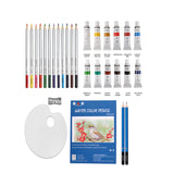 Crayon de peinture 31 ensemble de peinture aquarelle 12 couleurs crayon de couleur soluble dans l'eau pinceau en nylon