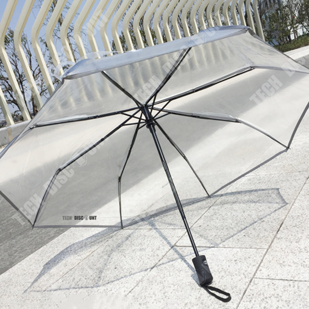 TD® Parapluie trois plis automatique transparent mode portatif extérieur grande surface résistant design élégant unisexe protection