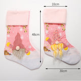TD® Chaussettes de Noël décorations de Noël rose avec des lumières poupée sans visage vacances cadeau créatif chaussettes 2pack