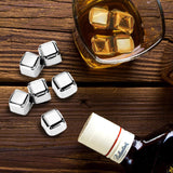TD® Lot de 6 glaçons en acier inoxydable transparent Pierre à whisky Glaçons en acier inoxydable réutilisables