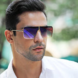 TD® Lunettes de soleil pour hommes One Piece Fashion Big Square Lunettes de soleil pour hommes Tir de rue européen et américain