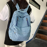 TD® Sac à dos cartable bleu junior lycée campus sac d'école compartiment zipper voyage en plein air ordinateur scolaire fourtnitures