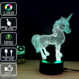 TD® Lampe optique poser décoratif tactile 7 couleurs illusion optique - petite licorne - faible consommation câble USB ou 3 piles AA