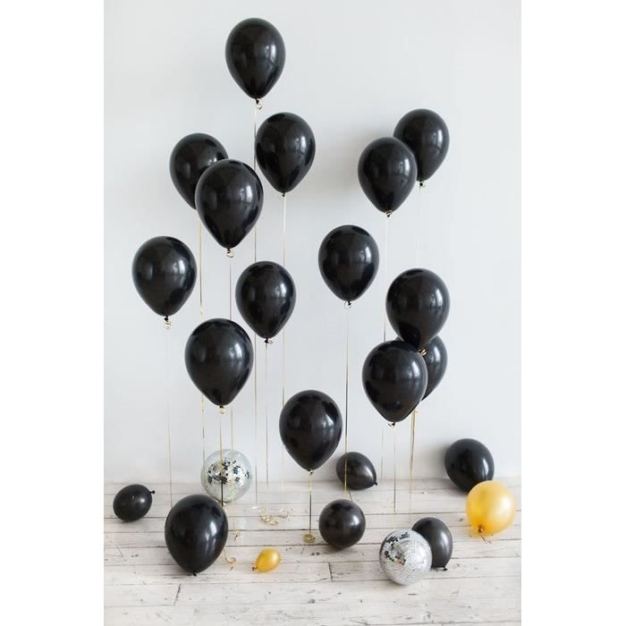 Ballons latex biodégradable noir - Anniversaire 18 ans