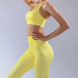 Costume de yoga vêtements de yoga nus sport pour femmes soutien-gorge dos ouvert taille taille pantalon deux pièces points ja