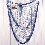 TD® Filet Pêche Décoration Marine 150 X 200 cm BLEU matériaux d'Origine Naturelle Écologique /Thème de la Mer Coquillages Coton