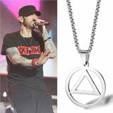 HTBE® Collier Hip Hop Triangle Rond Pendentif Titane Acier Homme et Femme Style Européen Simple Mode Atmosphérique Collier