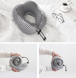TD® Oreiller en forme de U, mousse à mémoire de forme, oreiller de voyage, oreiller cervical, oreiller cervical pour voiture et avio