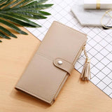 TD® Portefeuille femmes Simple Long Gland Porte-Monnaie Porte-Cartes Sac à Main / Beige Sacoche/ Franges/ Pratique Esthétique