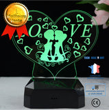TD® Veilleuse 3D Multicolore LED Touch USB pour Couple Romantic Night (Kiss)