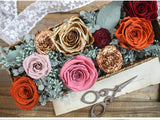 TD® Fleurs éternelles rose romantique artificielle avec led lumière boîte cadeaude luxe st valentin fête des mères mariage anniversa