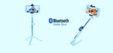 TD® Télescopique tripode Self-stick blanc - Trépied Bluetooth selfie stick bleu - Canne à selfie pour divers modèles