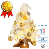 TD® Ornements de Noël Blanc PVC Flocage Mini Arbre de Noël de Bureau Ensemble Ornement