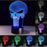 TD® Lampe optique poser décoratif tactile 7 couleurs illusion optique - modèle crâne - faible consommation câble USB ou 3 piles AAA