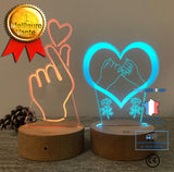 TD® Décoratif USB Coeur 7 Couleurs Télécommande Illusion Optique Veilleuse 3D Visualisation Tableau Bureau Lampes 3D Glow LED Lamp