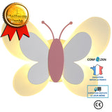 Personnalité créative papillon chambre d'enfants lampe de chevet LED applique murale de fond de chambre à coucher ( blanc+ros