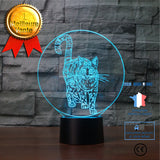 TD® 3D Optique LED Veilleuse 3D LED Veilleuse chat debout avec 7 couleurs de lumière pour la décoration de la maison lampe Amazing V