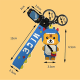 TD® Creative pixel wind cartoon cross dress petit tigre silicone porte-clés métal porte-clés anneau mignon sac pendentif bleu porte-
