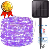 TD® Guirlande Lumineuse Exterieur Solaire, 100 LED 10M Étanche IP65 avec 8 Modes Eclairage d'Ambiance Jolies Décoration Lumière - Vi
