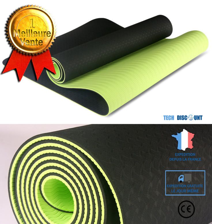 TD® Tapis De Yoga Antidérapant Bicolore Tpe De 6 Mm Tapis De Sport
