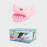 TD® Grand requin qui se mord les doigts avec musique, morsure, pression des dents, jouet pour toute la personne pour enfants, rose