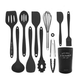 TD® Lot Ustensiles,Ensemble d'ustensiles de cuisine en Silicone noir, antiadhésifs, ustensiles de cuisine, spatule à - Type 11PCS Se