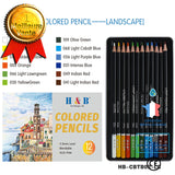 Ensemble de crayons de peinture de couleur 12, peinture de figure, peinture de paysage, peinture végétale, boîte de fer au pl