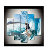 TD® Salon mur Art photos HD imprimé 5 pièces-pcs hommes mer Surf paysage moderne peinture sur toile décor à la maison affich~30067