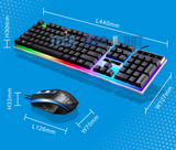 TD® Kit clavier souris filaire lumineux pour gamer QWERTY lumière LED jeux vidéo travail solide léger installation simple