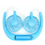 INN® Mini Ventilateur de Cou Table Portable USB- 3 Vitesse Réglable - Rotation à 360° - Double Tête - bleu