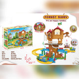 TD® Ensemble de piste  maison d'arbre de jouet de maison de jeu pour enfants,jouet de construction de scène de maison à plusieurs ét